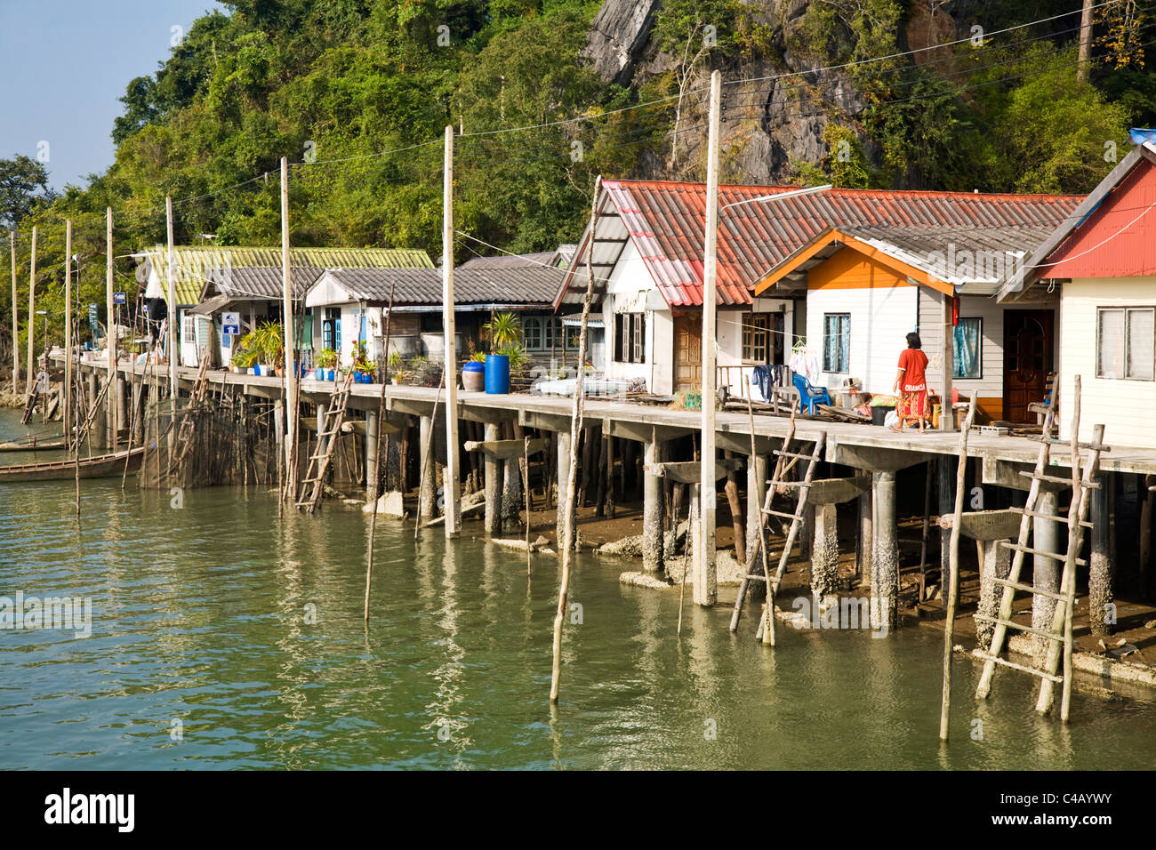 La Thaïlande, Phuket, Ko Panyi. Le village de pêcheurs musulmans de Ko Panyi. Banque D'Images