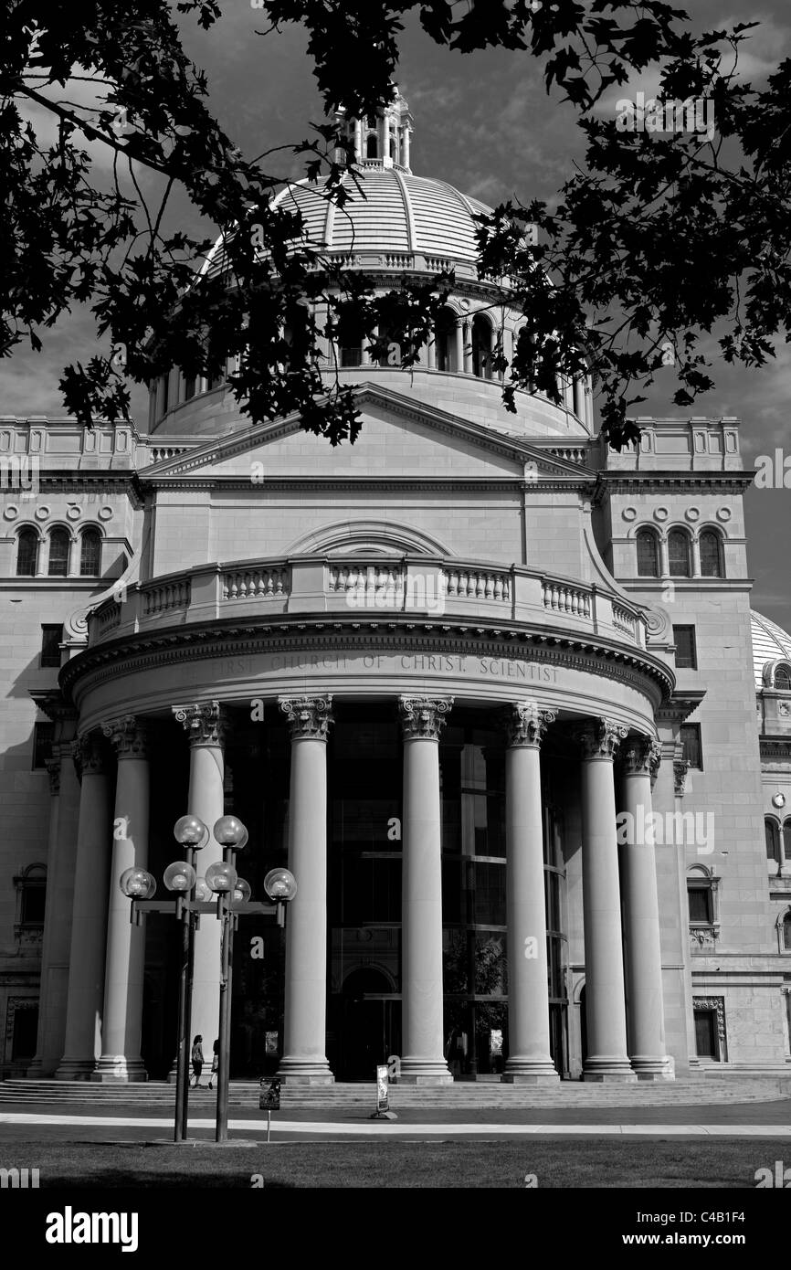 États-unis, Massachusetts, Boston. À l'entrée principale de l'Église mère, la première Église du Christ, Banque D'Images