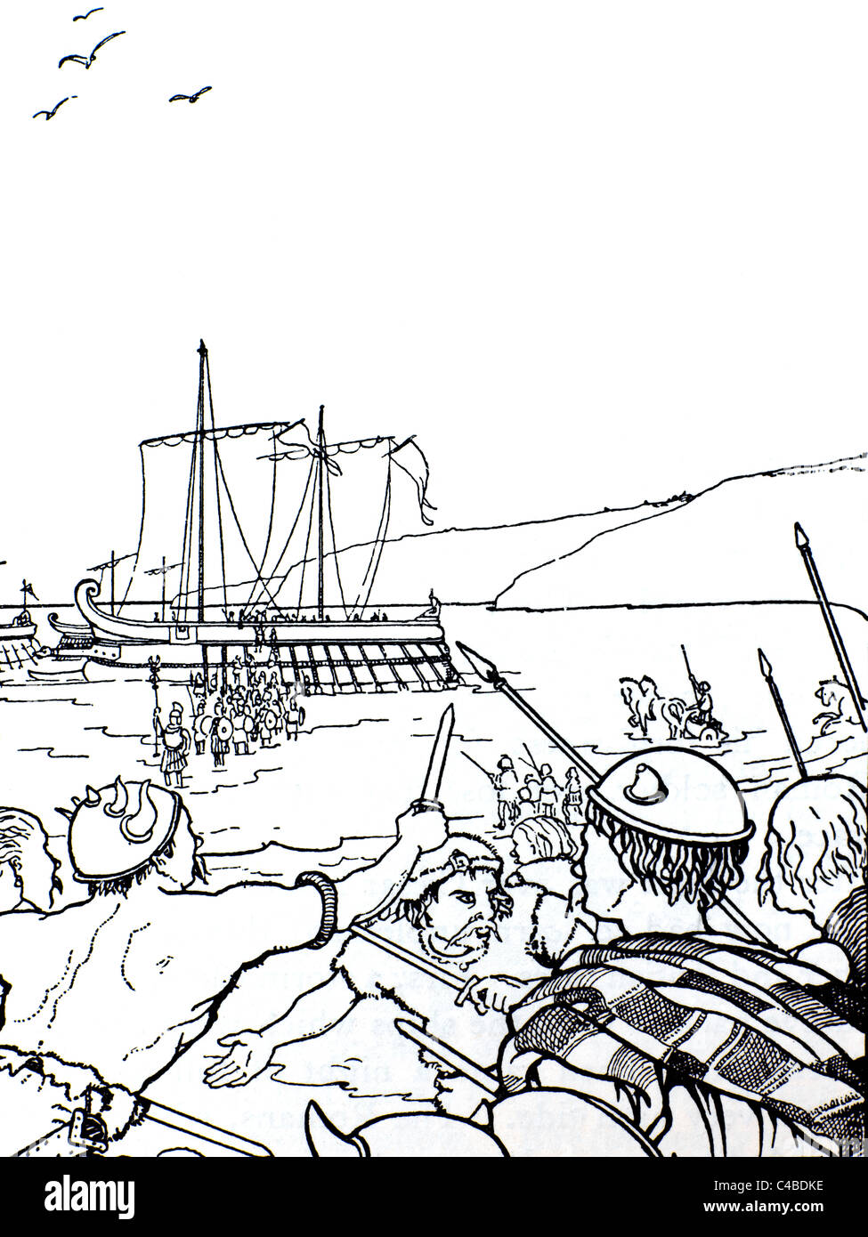 Jules César bois coupé des Romains l'atterrissage en Grande-Bretagne Banque D'Images
