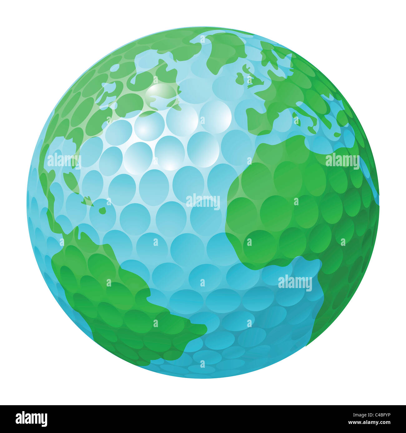 Illustration conceptuelle. Balle de Golf world globe Banque D'Images