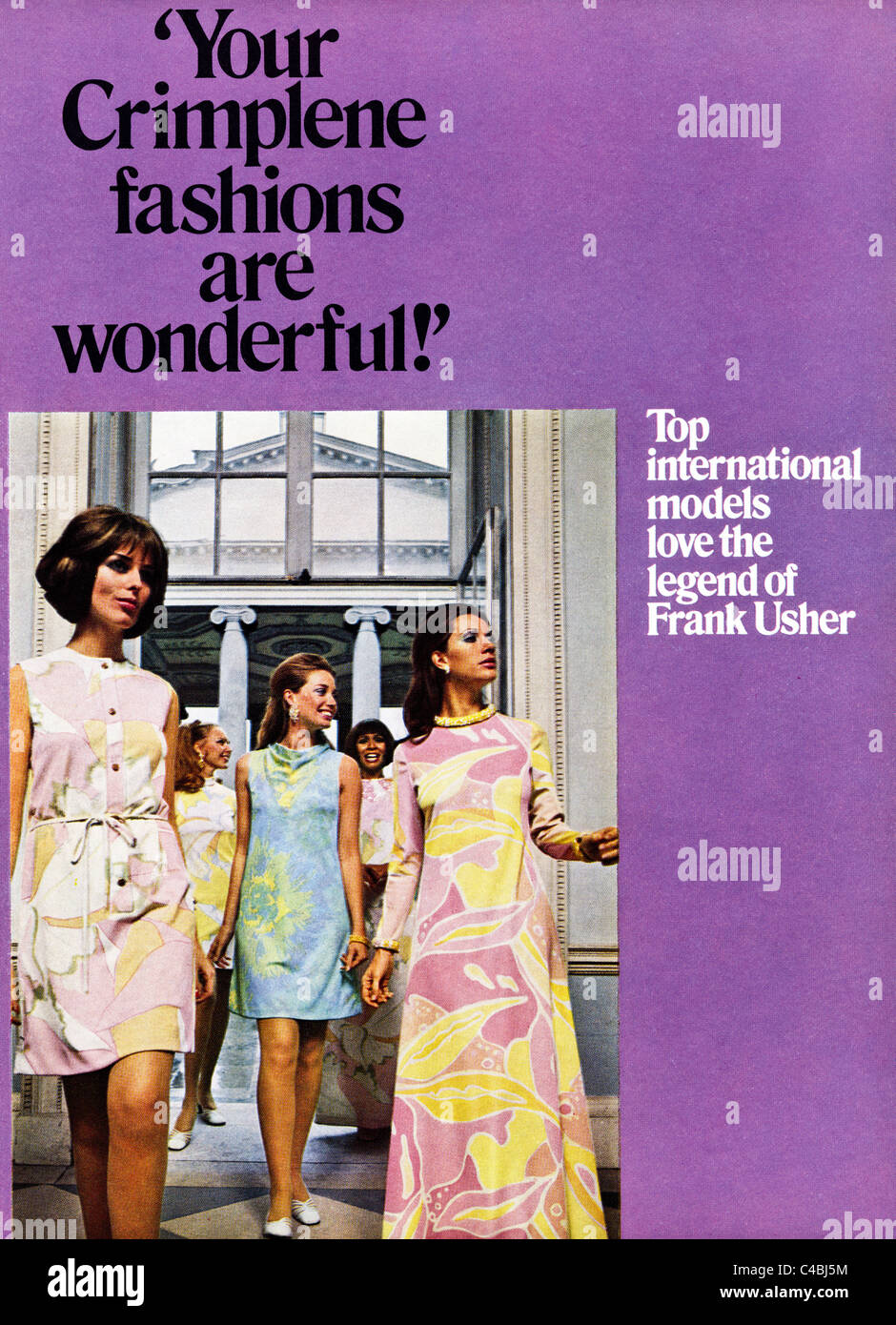 Annonce d'origine pleine page dans le magazine de mode vers 1969 pour  CRIMPLENE robes en tissu par Frank Usher Photo Stock - Alamy