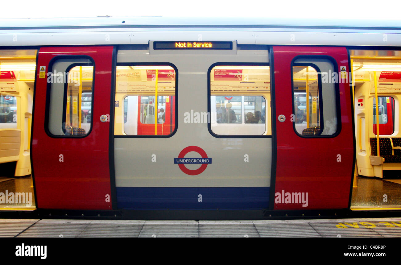 London Underground Tube train, non en service, UK Banque D'Images