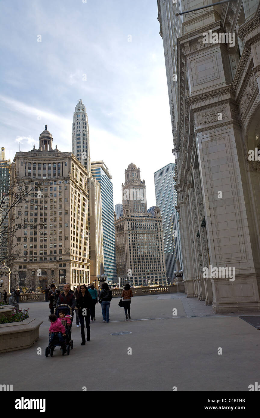 Le centre-ville de Chicago, près de l'Édifice du Chicago Tribune Banque D'Images
