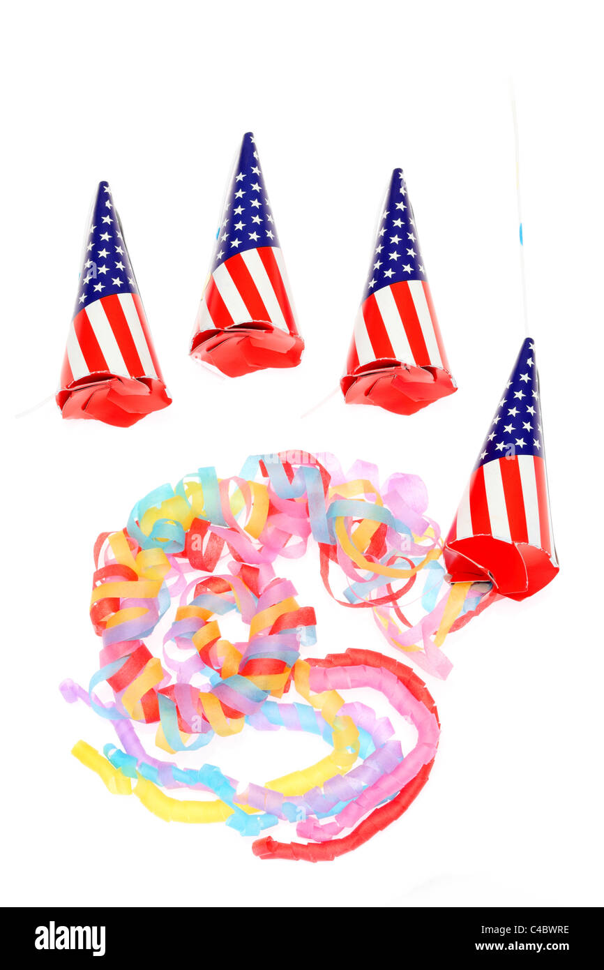 Poppers parti isolé sur fond blanc Banque D'Images