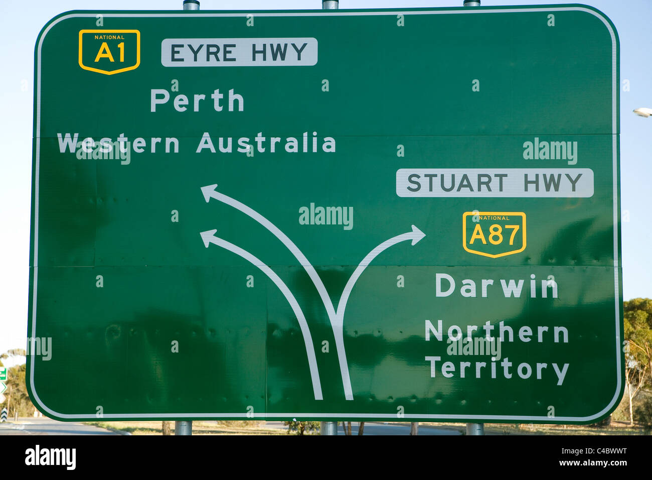 Signer de Perth et Darwin, Port Augusta, Australie du Sud, Australie Banque D'Images