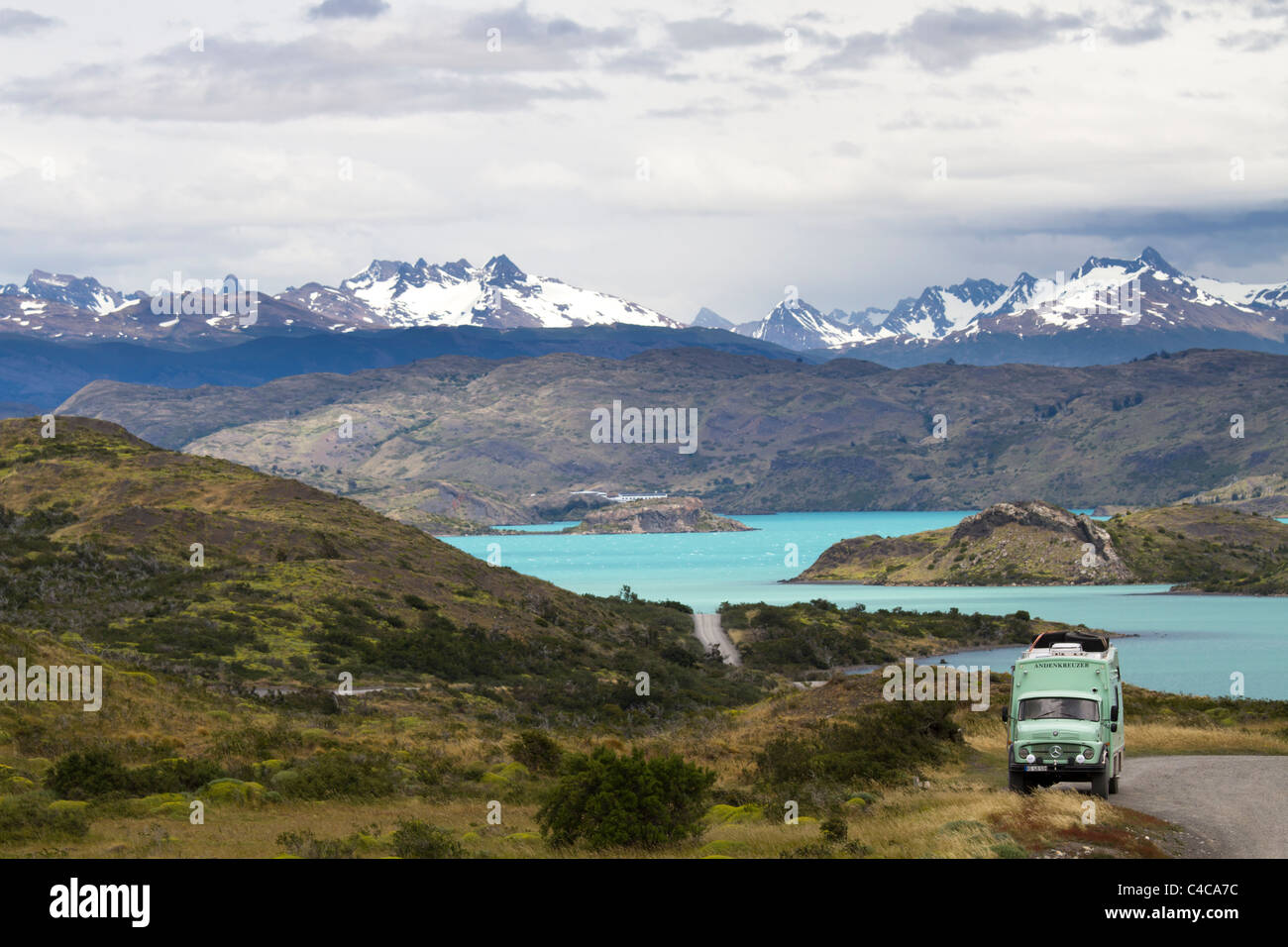 Le lac Pehoe, Parc National Torres del Paine, Chili Banque D'Images