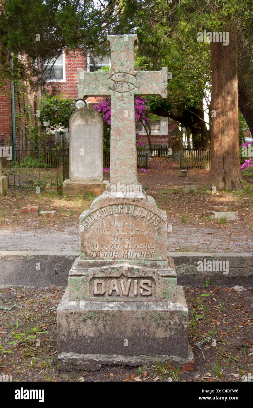Caroline du Nord, de la mer de Beaufort. Vieux cimetière cimetière historique. Banque D'Images