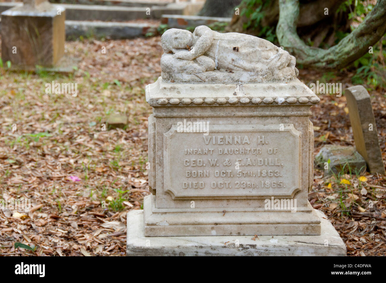 Caroline du Nord, de la mer de Beaufort. Vieux cimetière cimetière historique. Banque D'Images