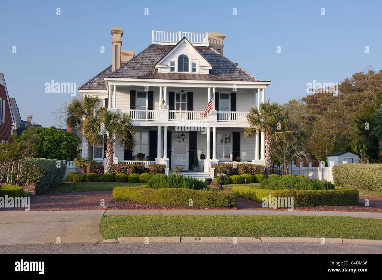 Caroline du Nord, de la mer de Beaufort. Front de mer historique typique de la maison. Banque D'Images
