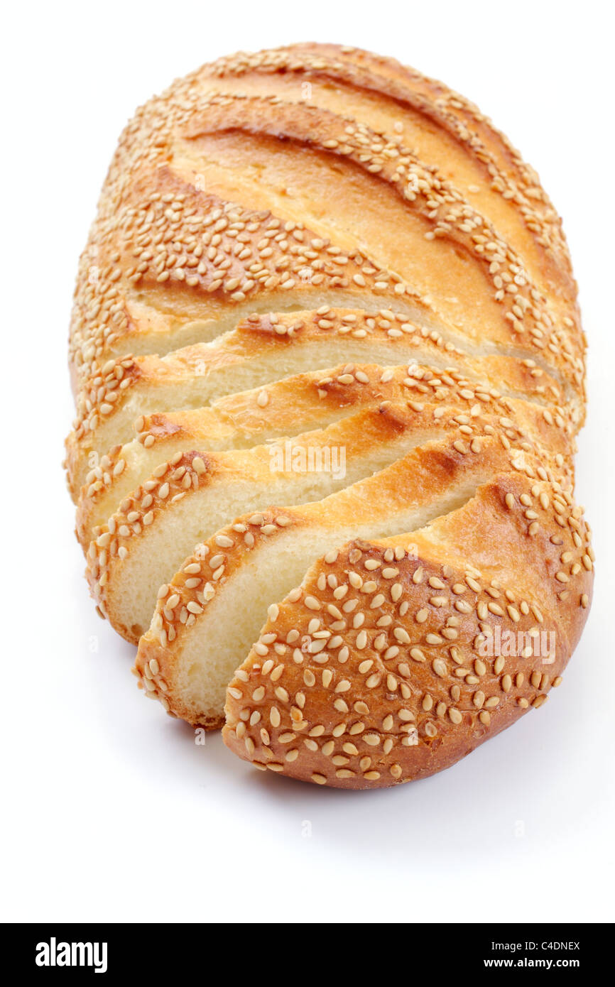 Le pain avec un sésame, over white Banque D'Images