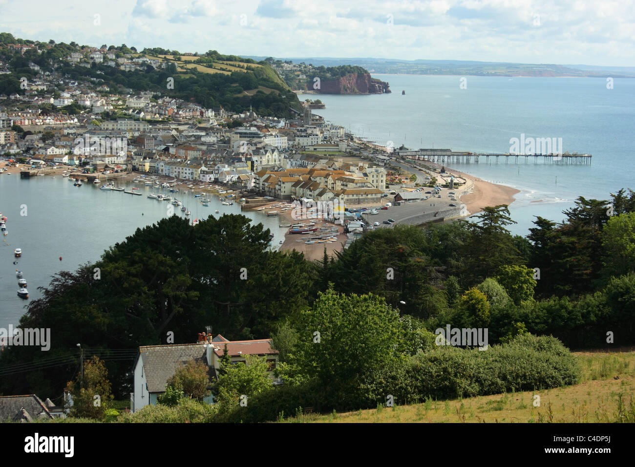 Vue vers le bas à la plage de Salé et Teignmouth & Pier Banque D'Images