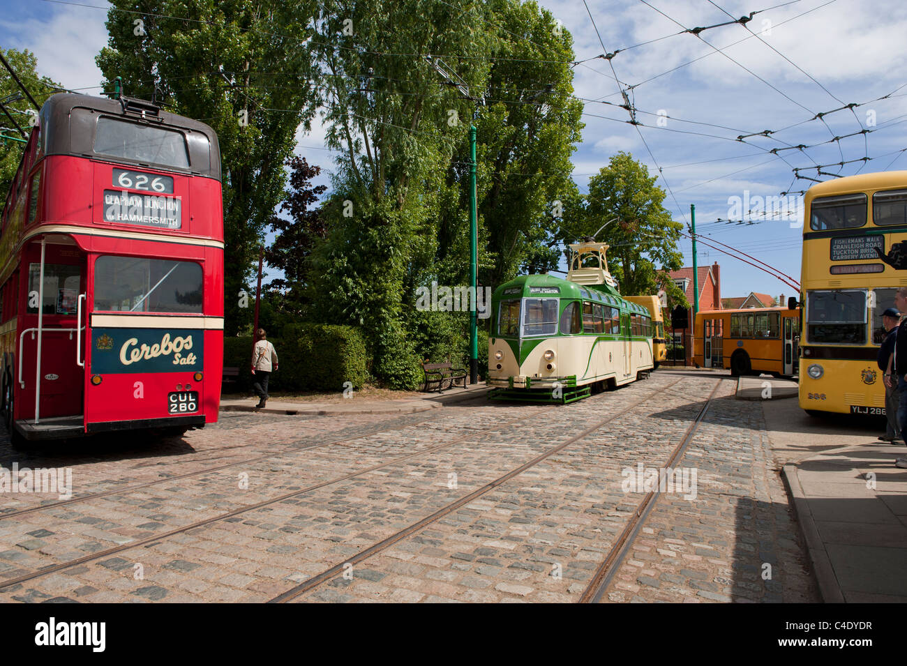 Bus à impériale rouge à l'East Anglian Transport Museum UK vintage transport Banque D'Images