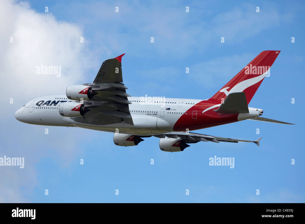 Airbus A380 Avion de Qantas à l'aéroport Heathrow de Londres Banque D'Images