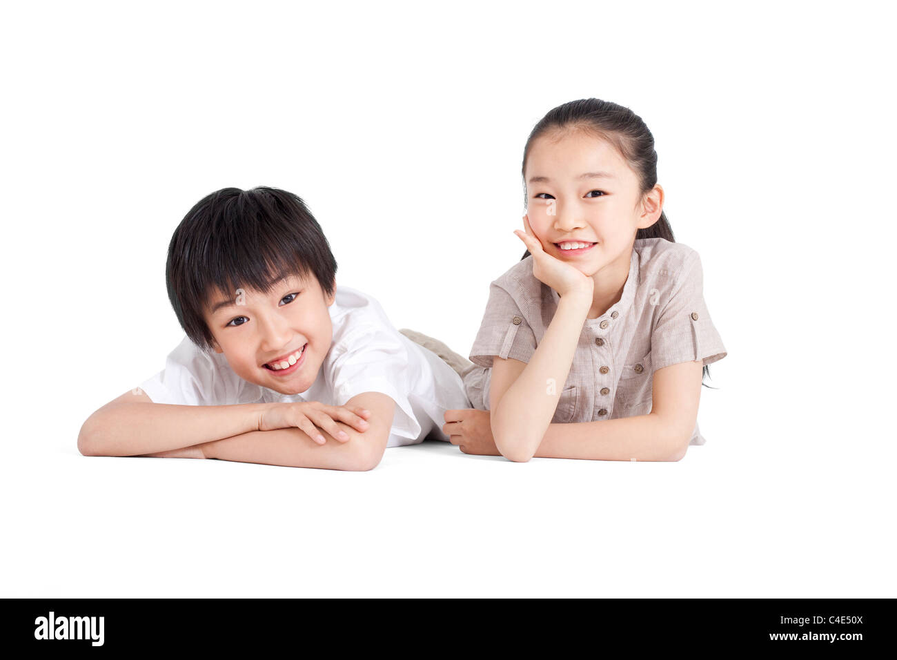 Heureux de frères et Sœurs, Studio Shot Banque D'Images
