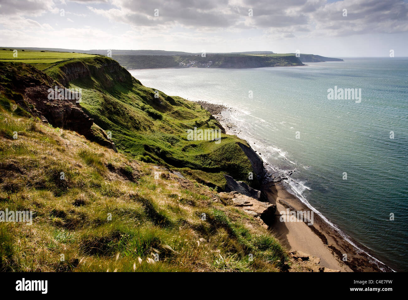 Vue de l'Kettleness à Runswick Bay, East Coast Yorkshire, Angleterre Banque D'Images