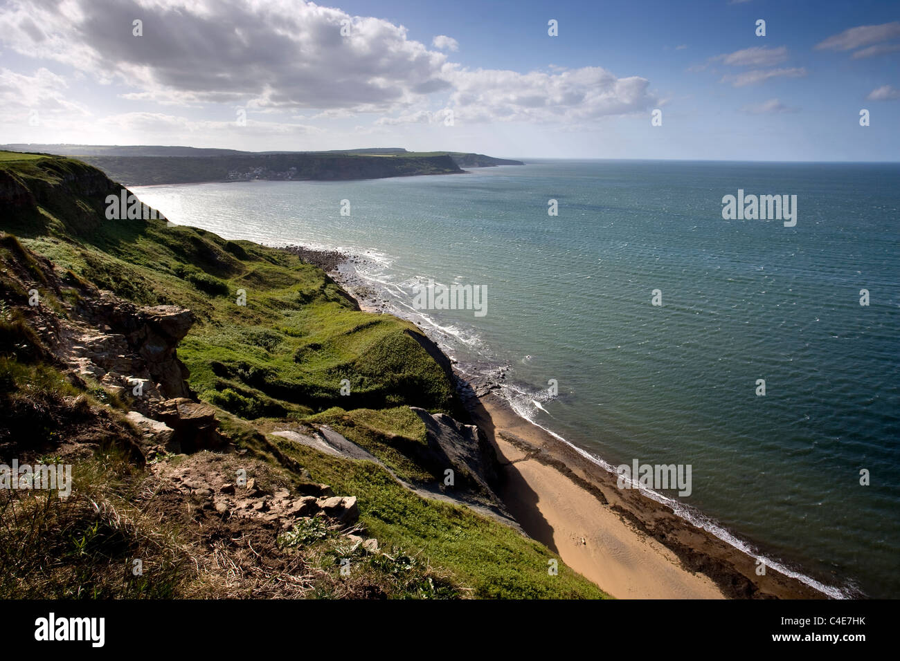 Vue de l'Kettleness à Runswick Bay, East Coast Yorkshire, Angleterre Banque D'Images