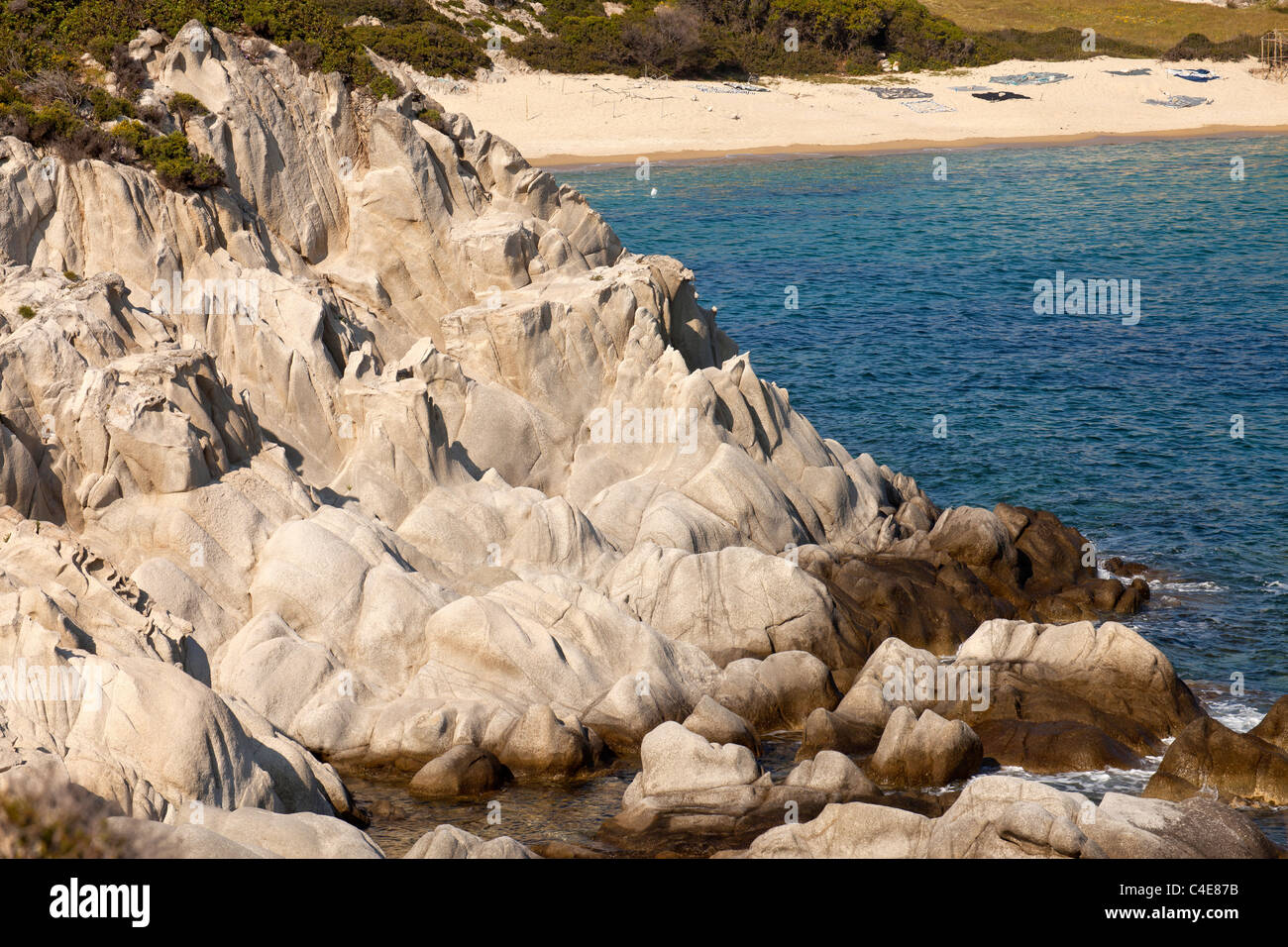 Rock formations à Kalamitsi Beach, Sithonia, Halkidiki, Grèce Banque D'Images