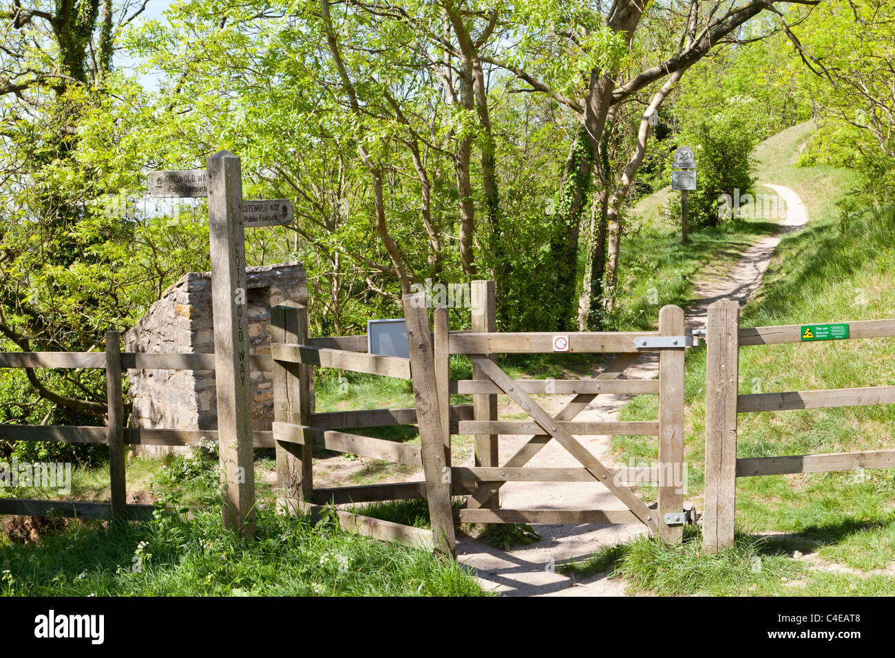 Le Cotswold Way National Trail à Haresfield Hill, Gloucestershire, Angleterre, Royaume-Uni Banque D'Images