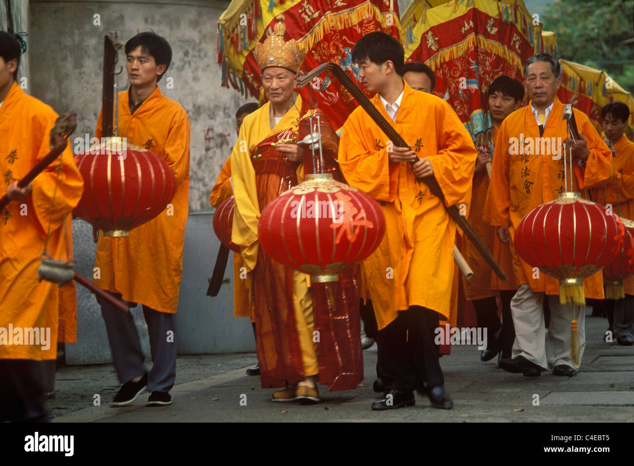 Temple Puji procession. Putuoshan est la demeure terrestre de Guanyin, déesse de la miséricorde. Banque D'Images