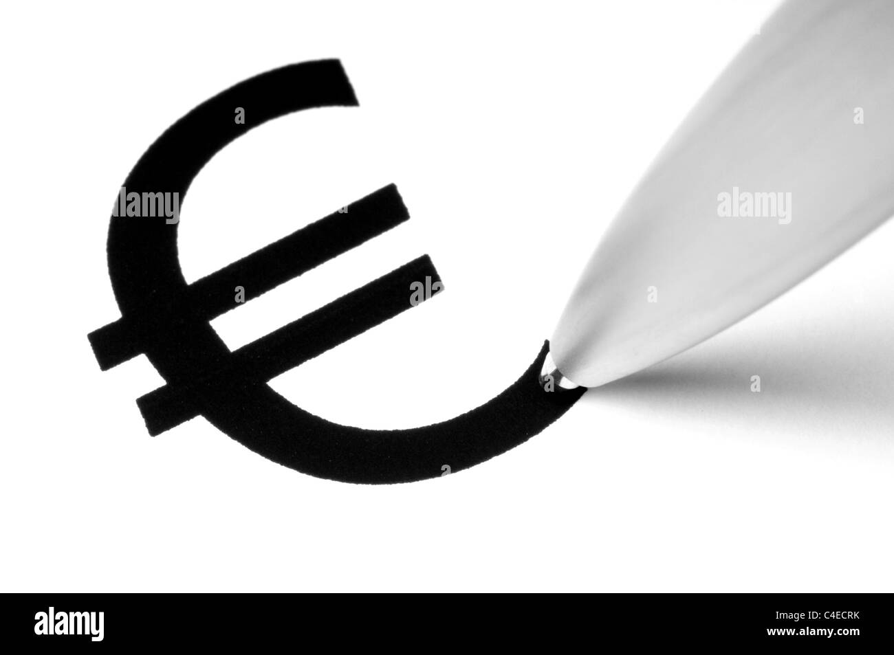 Euro avec crayon Banque D'Images
