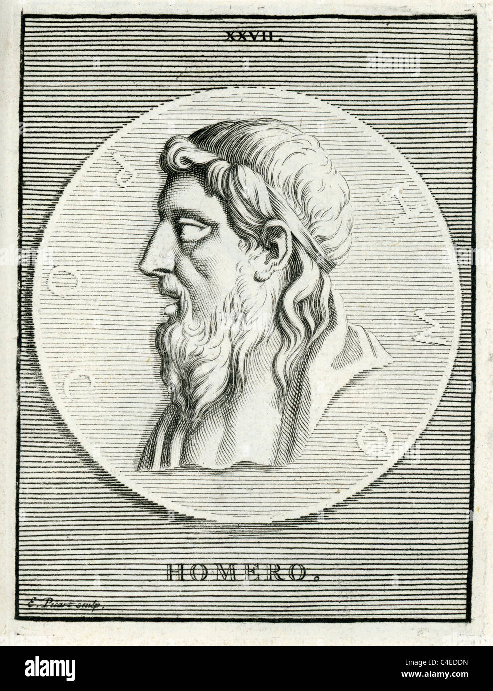 Portrait classique de Homer l'auteur de l'Iliade et l'Odyssée, et est vénéré comme le plus grand poète épique grec ancien. Banque D'Images