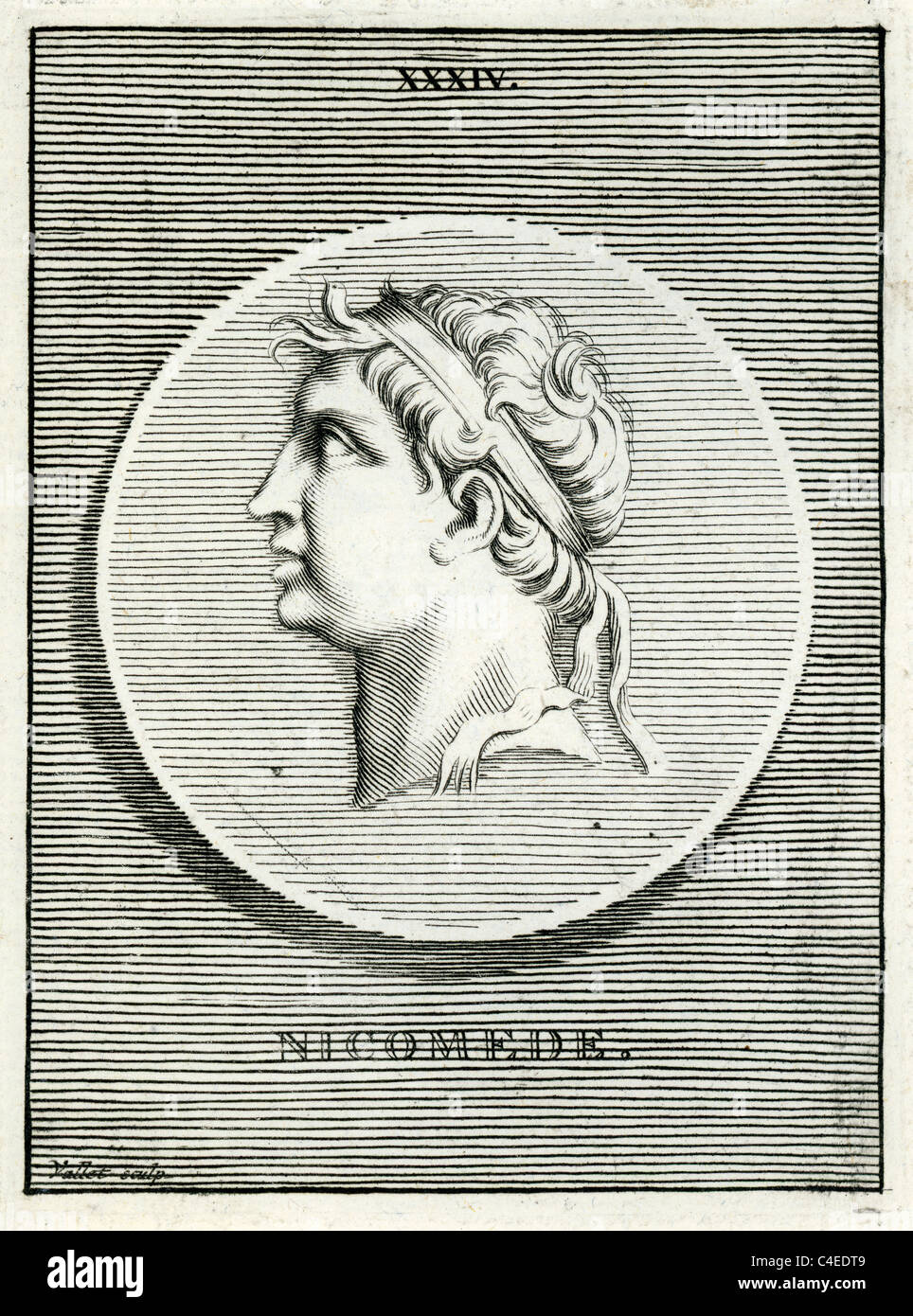 Portrait classique de Nicomède II Épiphane le roi de Bithynie de 149 à c. 127 BC. Banque D'Images