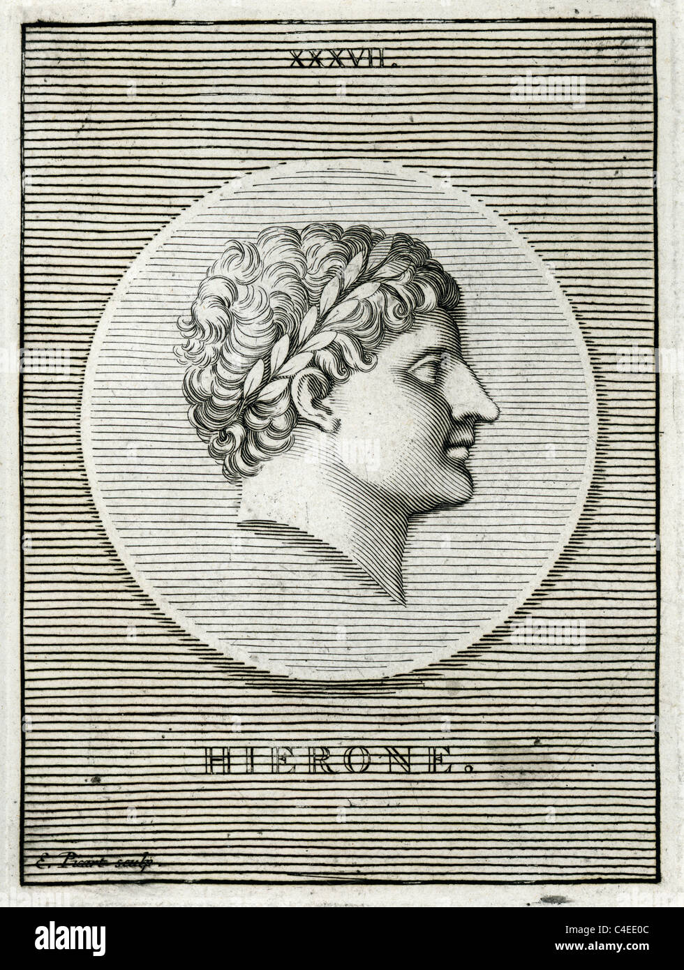 Portrait classique de Hiéron II, roi de Syracuse, de 270 à 215 BC. Il était un ancien général de Pyrrhus d'Épire Banque D'Images