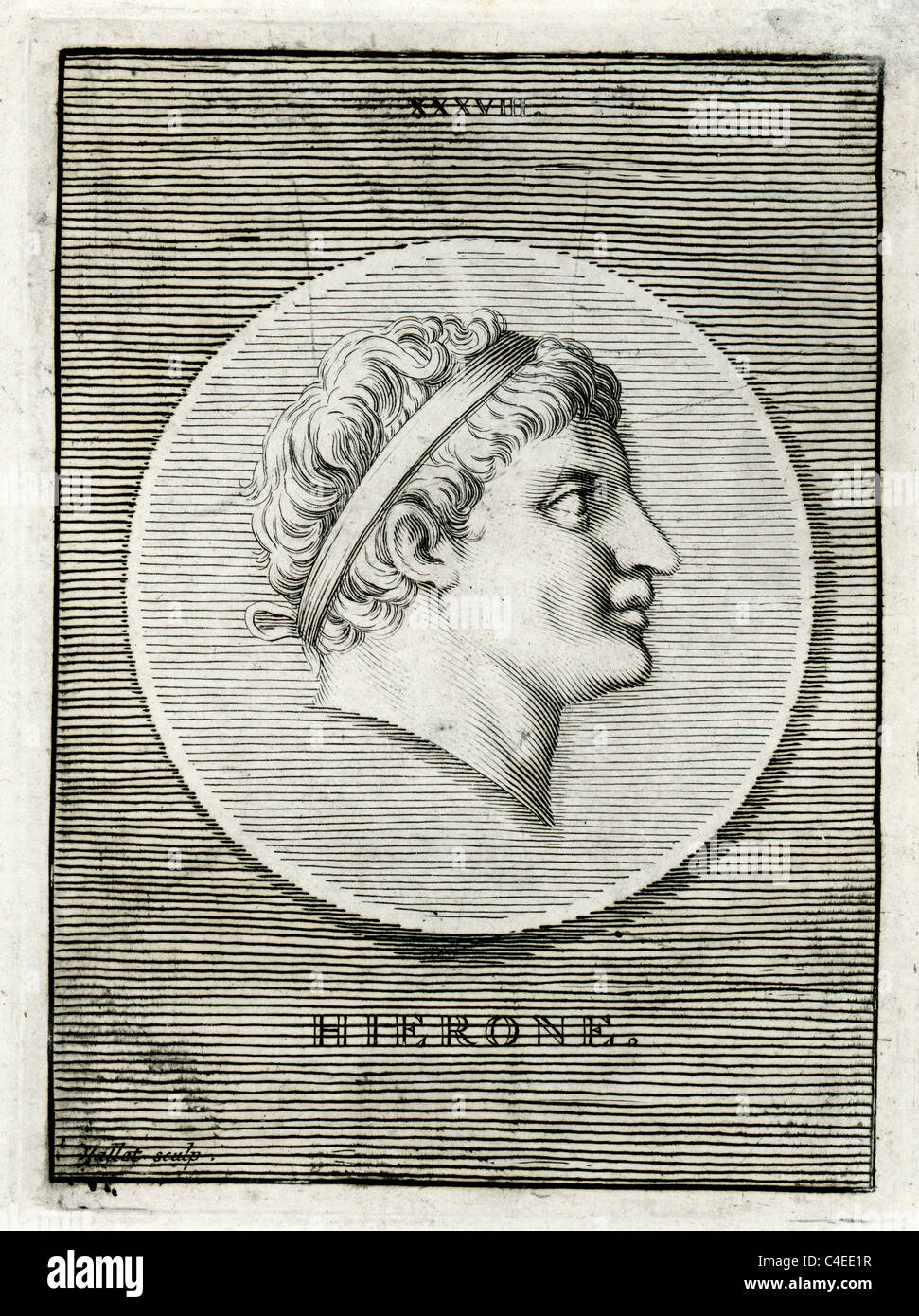 Portrait classique de Hiéron II, roi de Syracuse, de 270 à 215 BC. Il était un ancien général de Pyrrhus d'Épire Banque D'Images