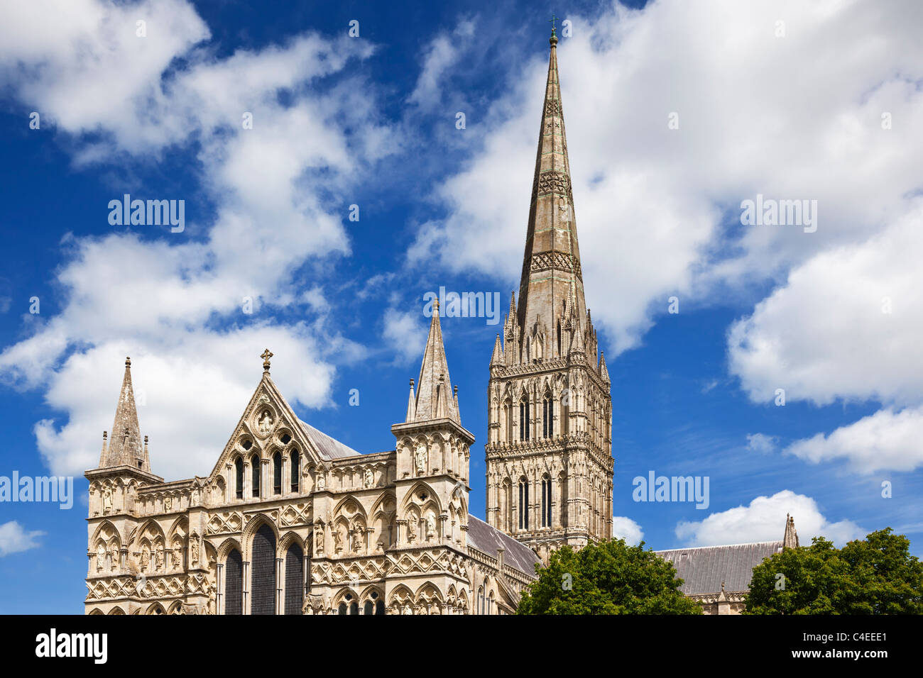 La cathédrale de Salisbury, Wiltshire, Angleterre, Royaume-Uni Banque D'Images