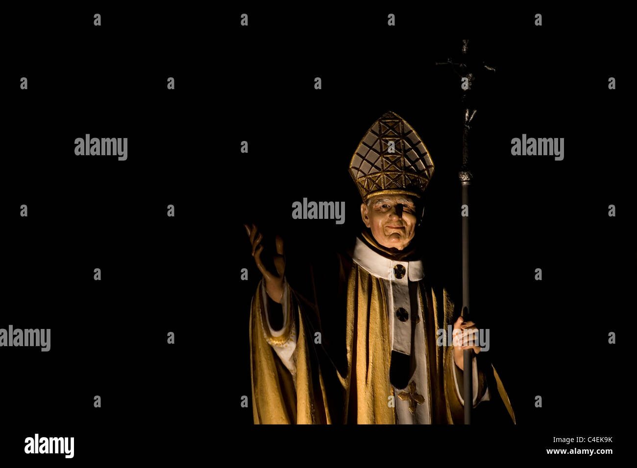 Sculpture du Pape Jean Paul II vu dans la Cathédrale de Ponferrada, située dans le chemin qui mène à Santiago de Compostela, Espagne Banque D'Images