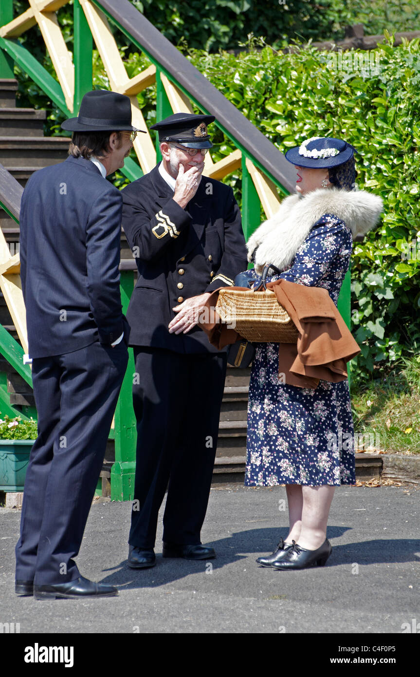 La Seconde Guerre mondiale (WW2) Reconstitution faite à une guerre sur la ligne 24 à l'Mid-Hants Railway en juin 2011. Banque D'Images