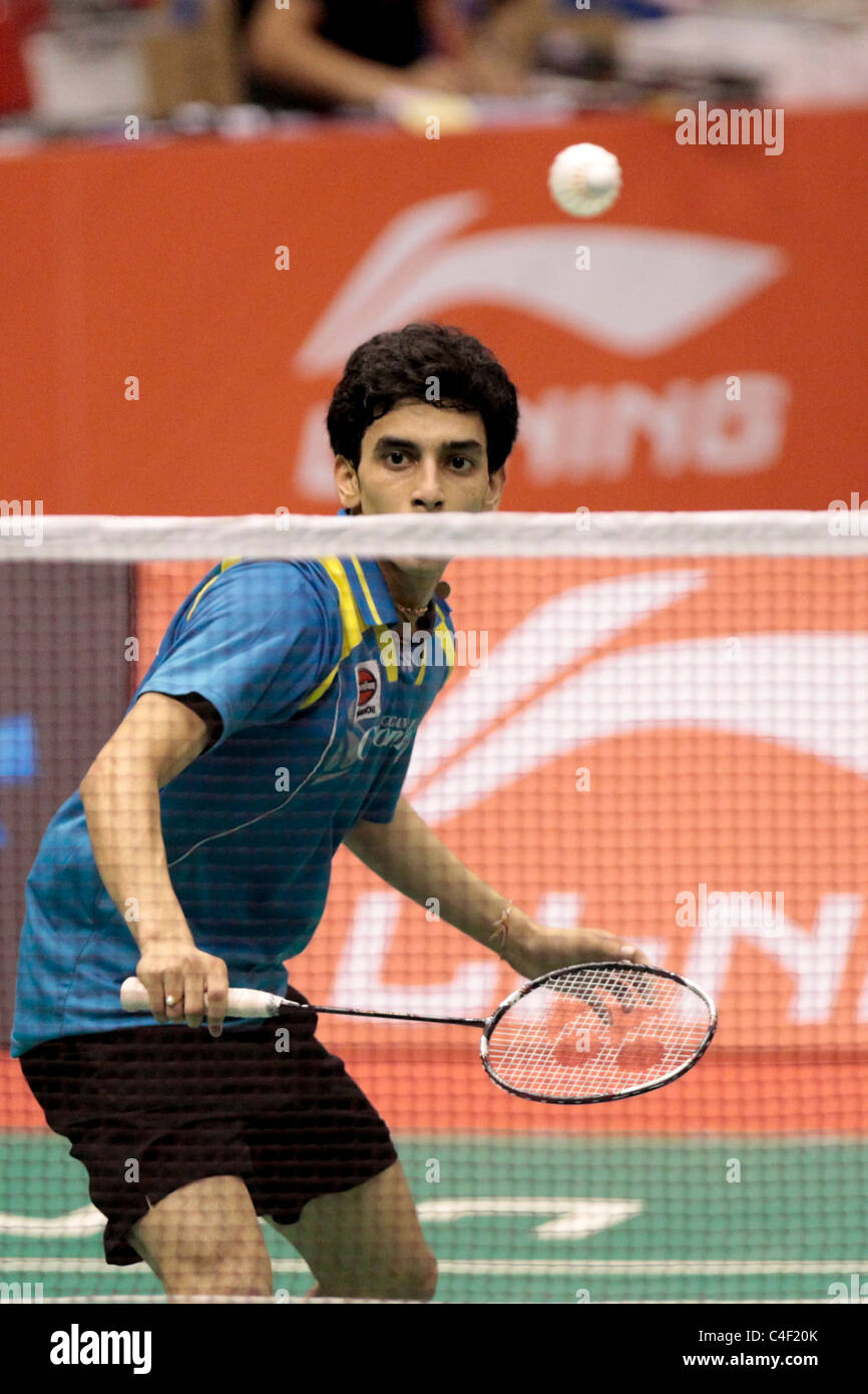 R.M.V Gurusai Datt de l'Inde au cours de la Qualification masculin de l'Li-Ning Singapore Open 2011. Banque D'Images