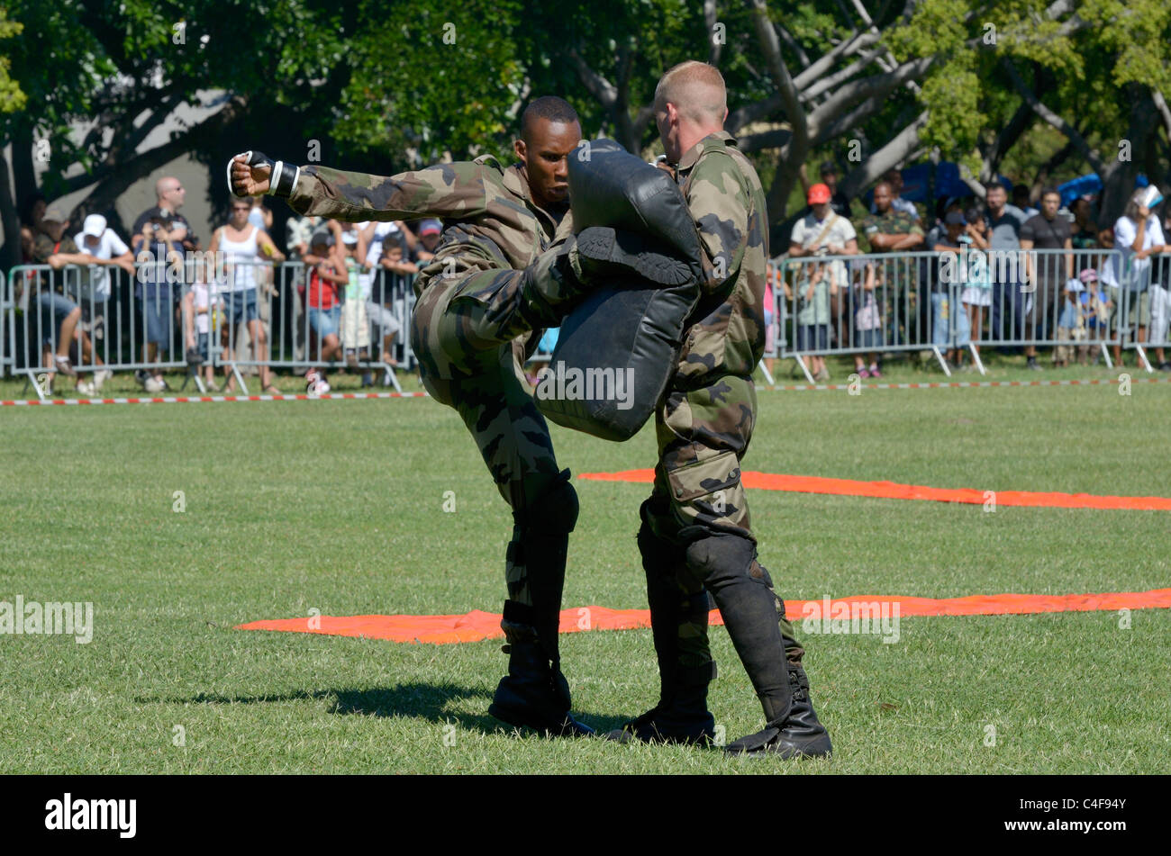 Montrer des forces françaises à la réunion de parachutistes Banque D'Images