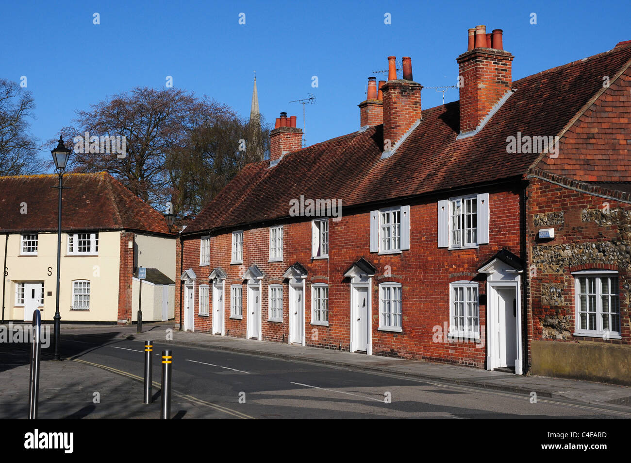 Rangée de vieilles maisons en terrasses, et de l'Est Chalet Pallant, Chichester, West Sussex. Banque D'Images