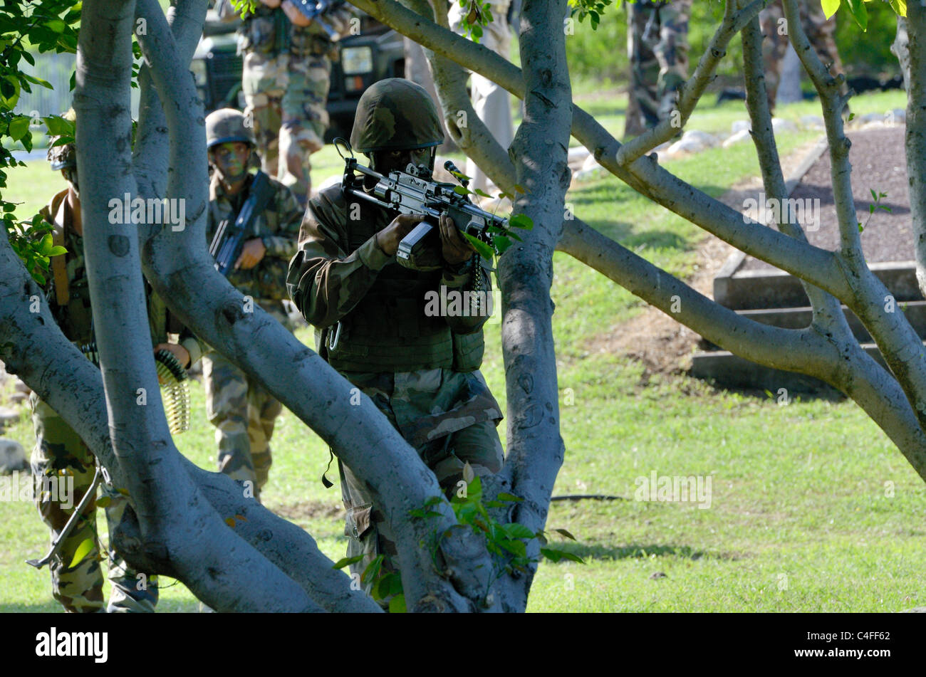 Montrer des forces françaises à la réunion de parachutistes Banque D'Images