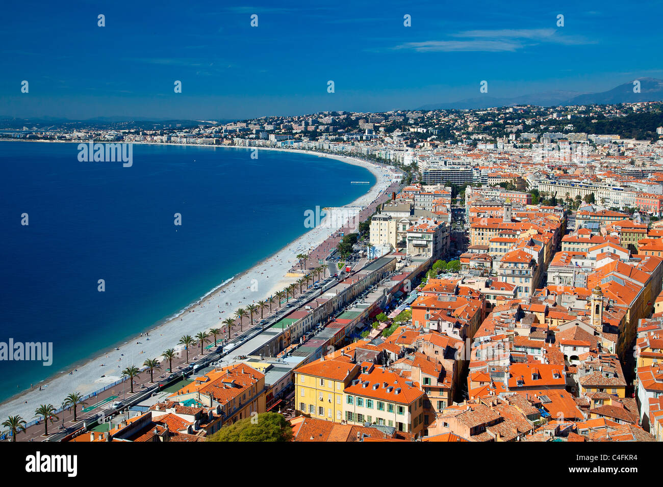 Europe, France, Alpes-Maritimes (06), plage et Promenade des Anglais à Nice Banque D'Images