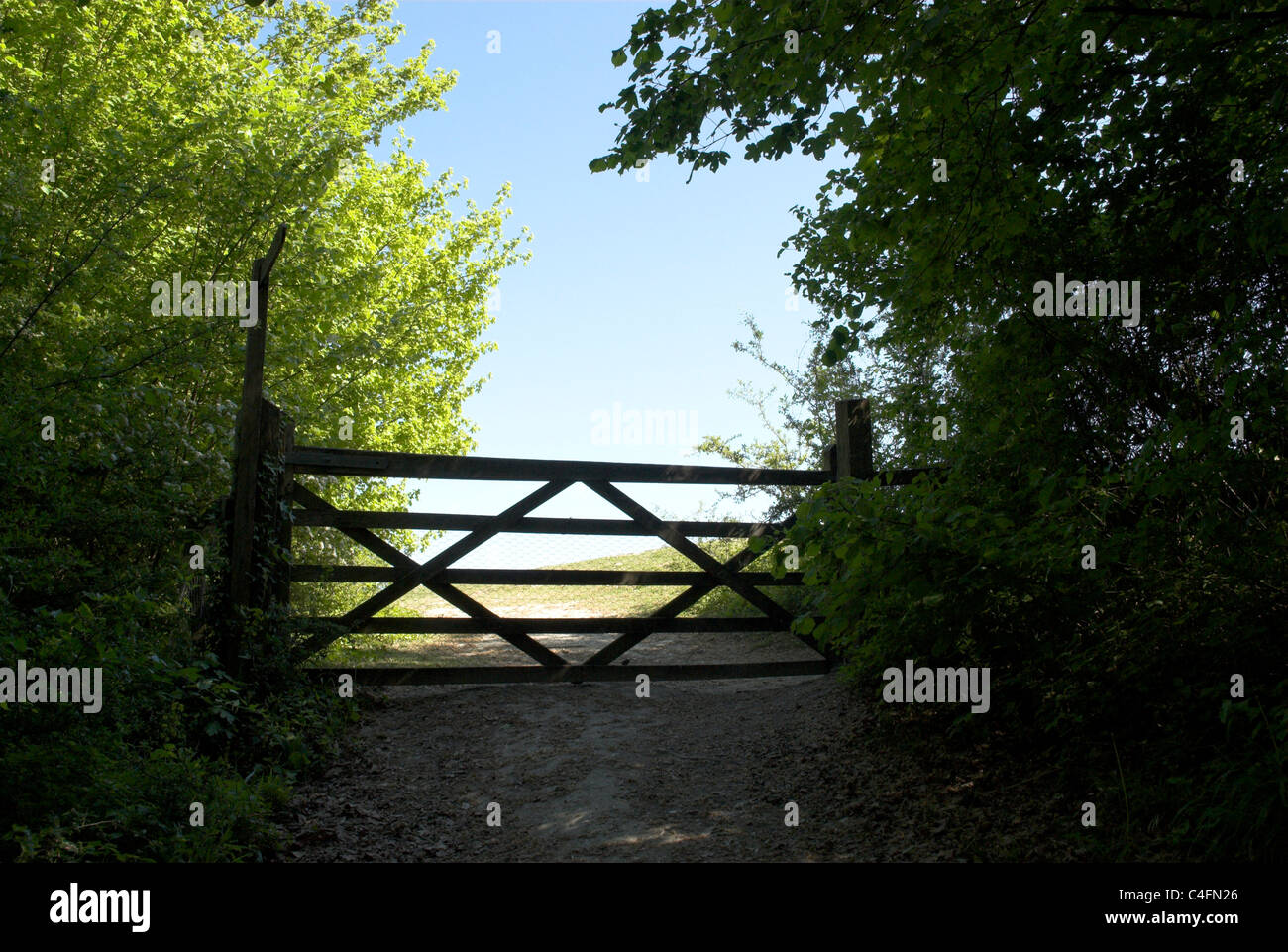 Ferme et sentier du panneau près du hameau de South Stoke dans le West Sussex. Banque D'Images