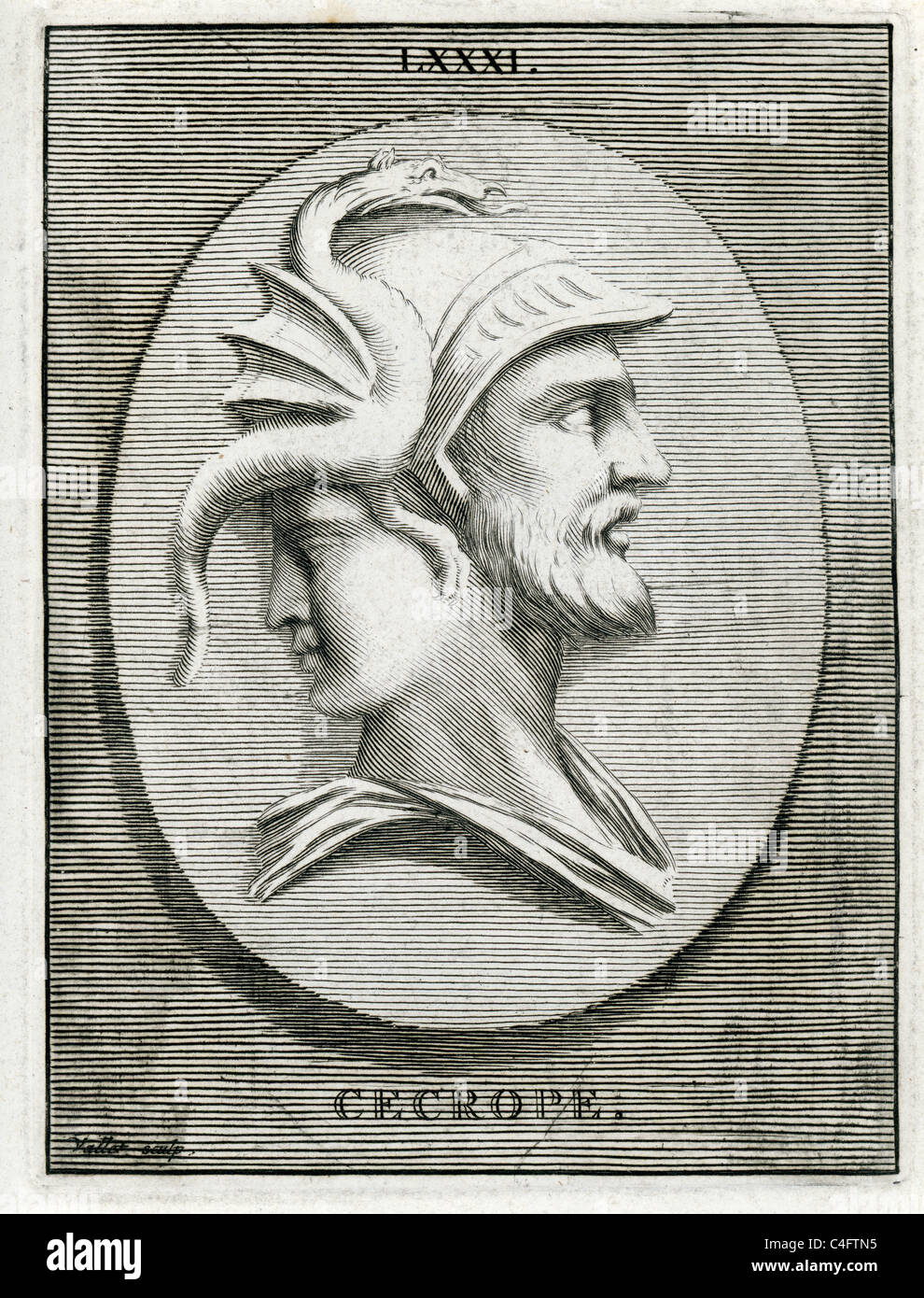 Portrait classique de Cécrops un roi mythique d'Athènes dont il est dit qu'il a régné pendant cinquante-six ans. Banque D'Images