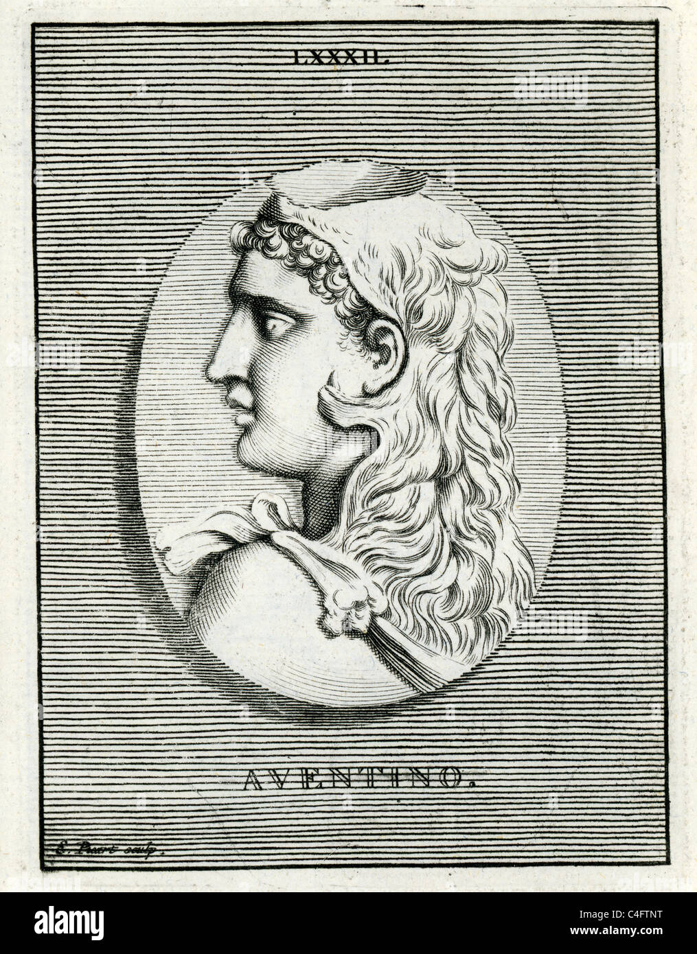 Portrait classique d'Aventinus un fils d'Hercule et de la prêtresse Rhéa mentionnés dans l'Énéide de Virgile Banque D'Images Portrait classique d'Aventinus un fils d'Hercule et de la prêtresse Rhéa mentionnés dans l'Énéide de Virgile Banque D'Images