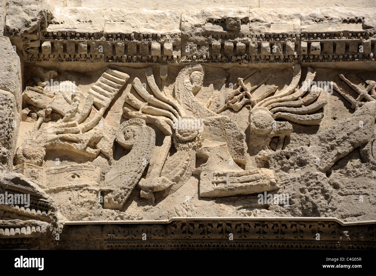 France, Provence, Vaucluse, Orange, Arc romain, bas relief Banque D'Images