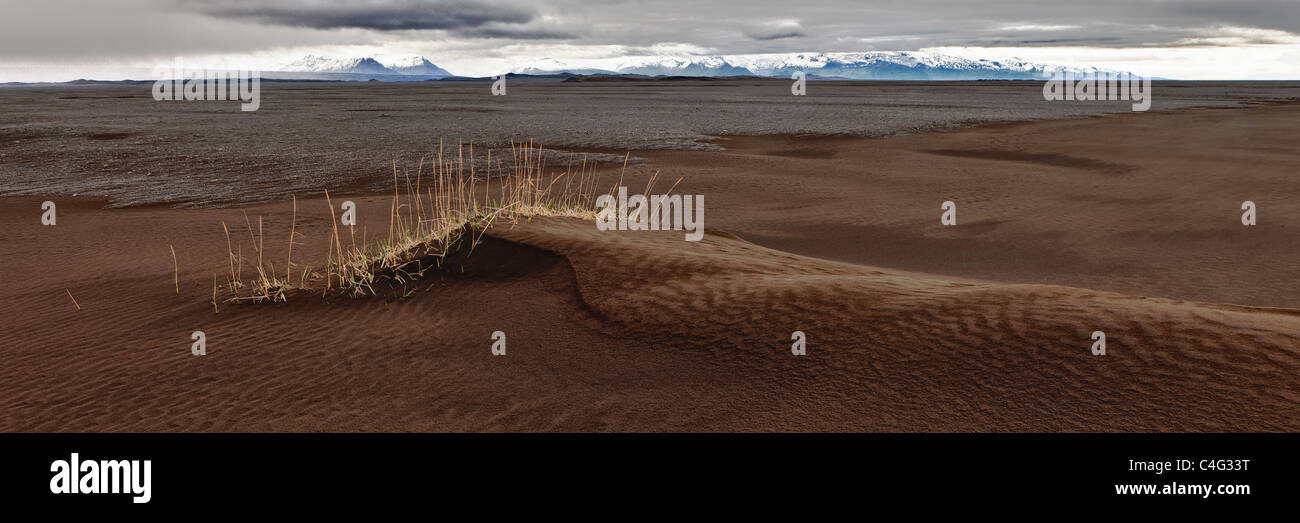 Skeidararsandur plaines d couverte de cendres de Grimsvotn nouvelle éruption volcanique, l'Islande Banque D'Images