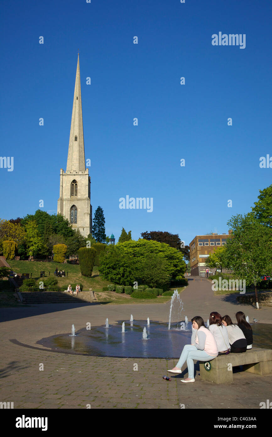 Flèche de l'église en ruine de St Andrews, Worcester, Worcestershire, Angleterre, Royaume-Uni, Royaume-Uni, GO, Grande Bretagne Banque D'Images