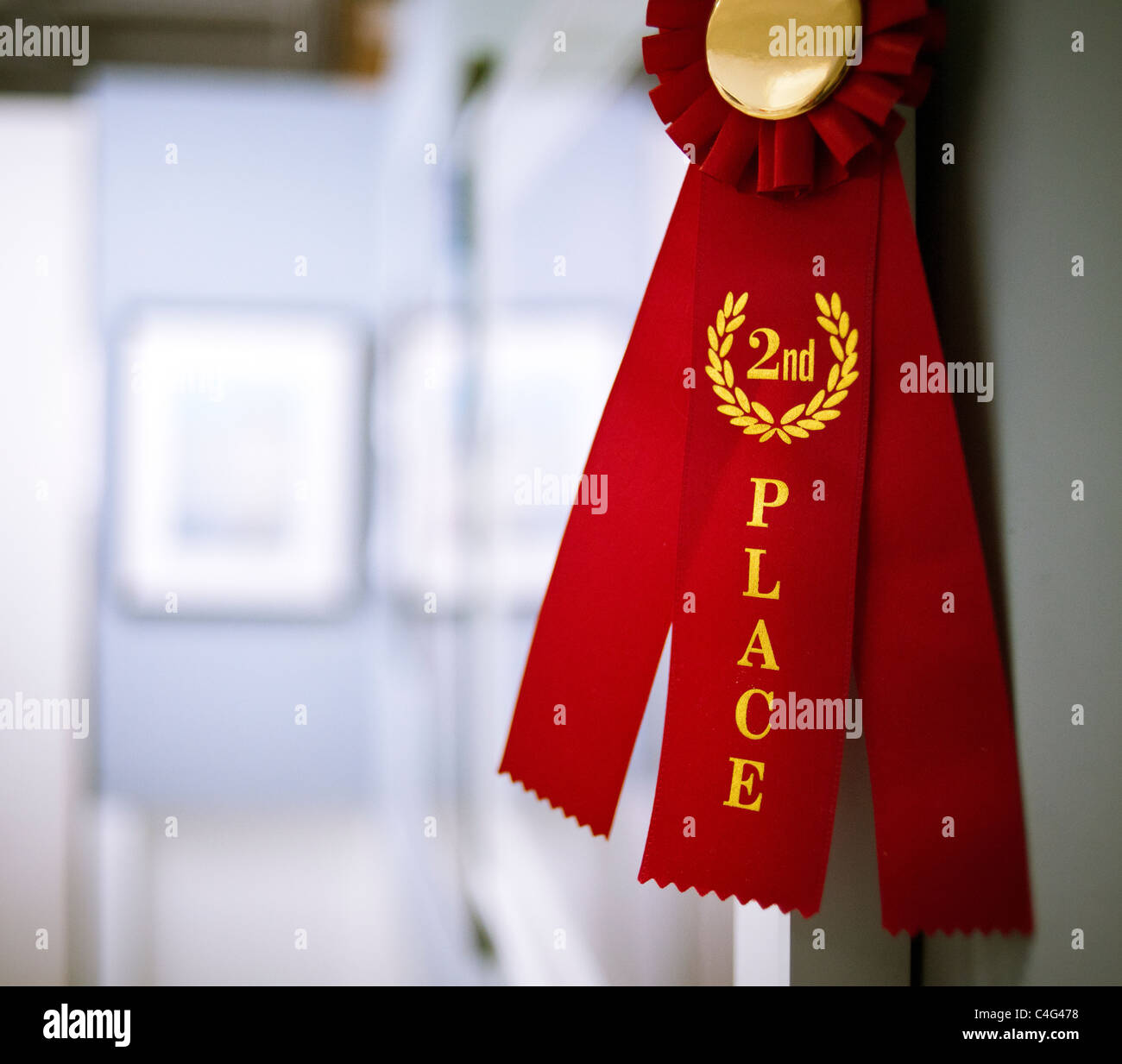 La deuxième place gagnant d'un concours artistique, est vu affiché dans une galerie de Soho à New York Banque D'Images