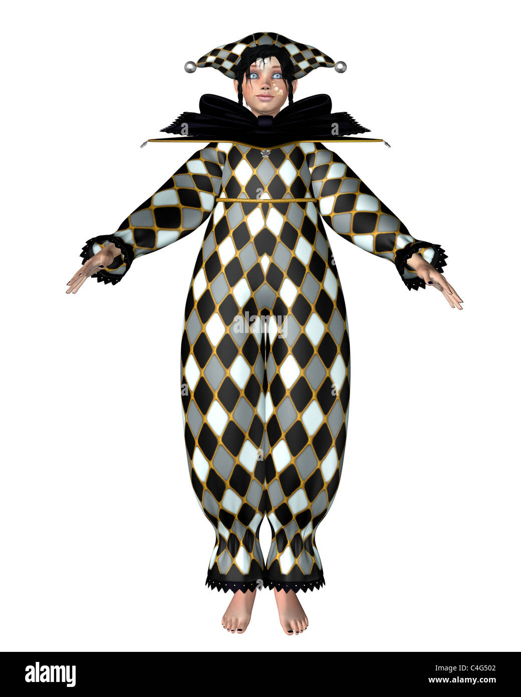 Poupée Clown Pierrot - Harlequin vérifie Banque D'Images