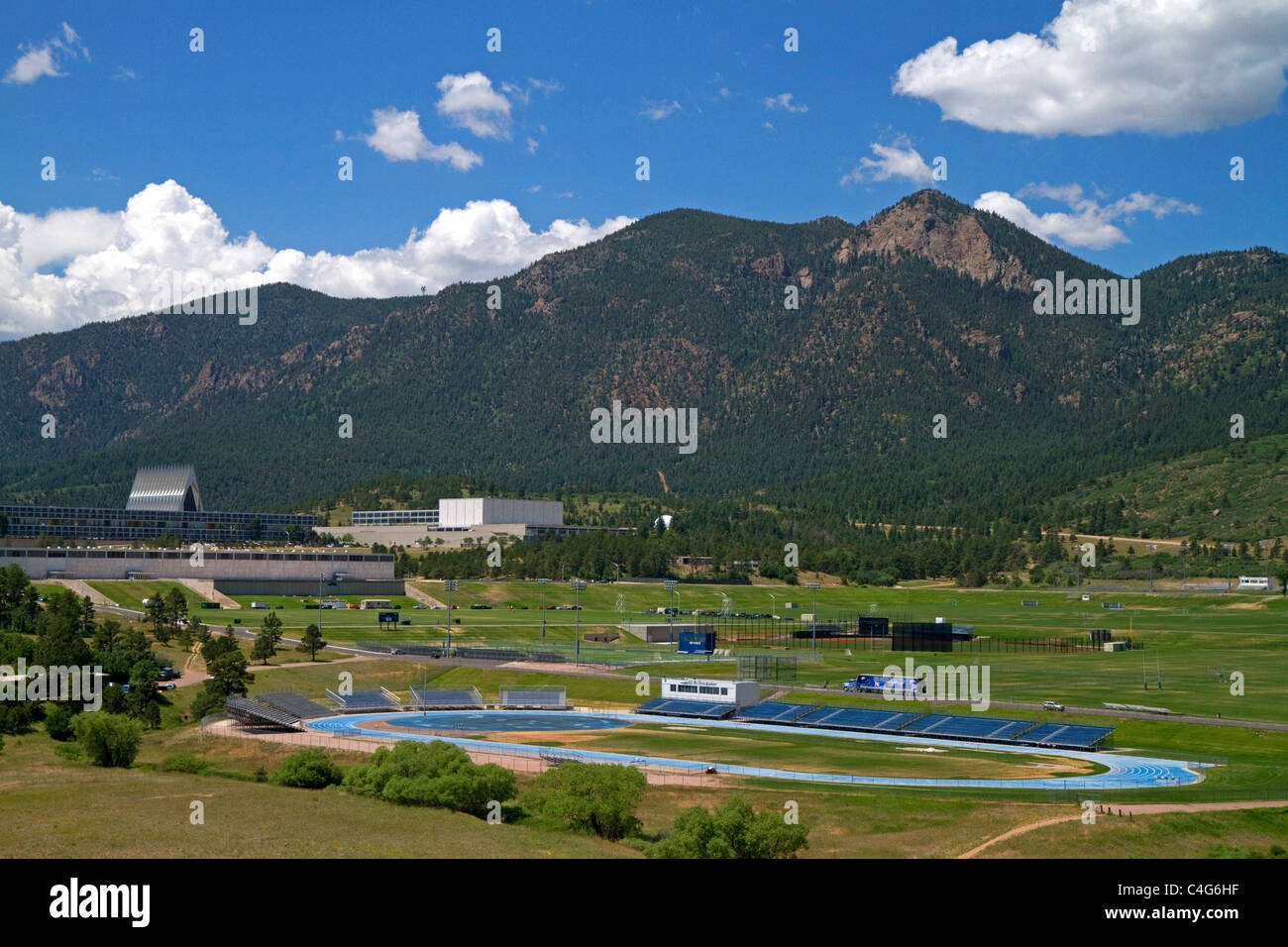 Le campus de l'United States Air Force Academy de Colorado Springs, Colorado, États-Unis. Banque D'Images