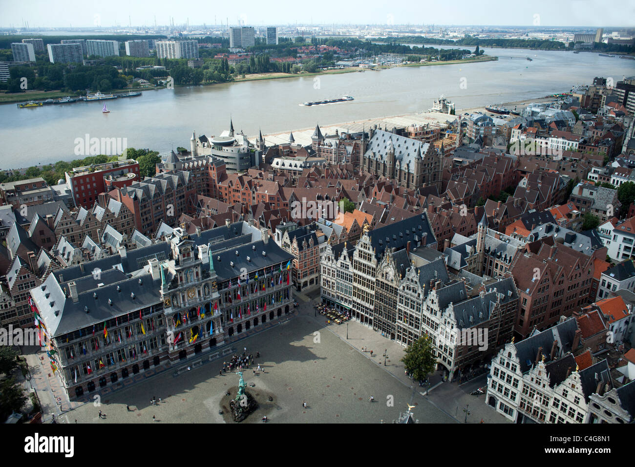 Vue du ciel - Antwerpen Anvers vue sur la ville Banque D'Images