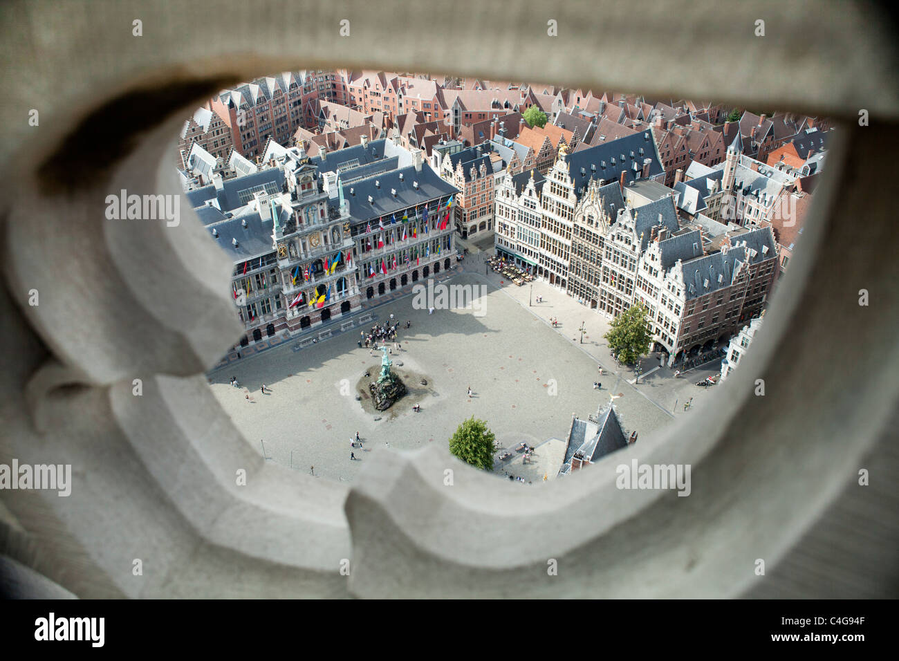 Timbre cathédrale tour Anvers Belgique Banque D'Images