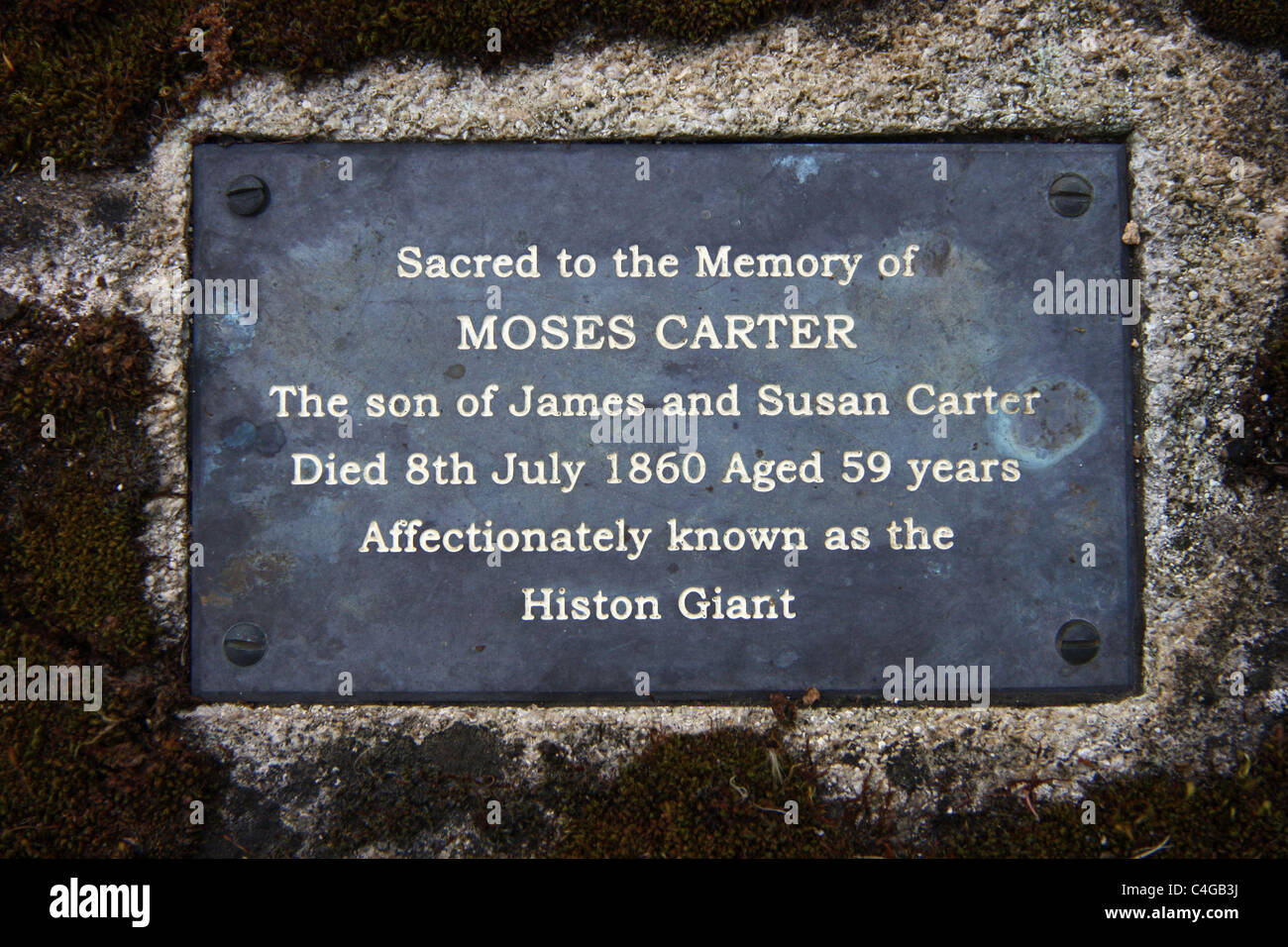 Tombe de Moïse Carter le géant Histon Saint Andrew's Church Histon Cambridge Cambridgeshire England UK Banque D'Images