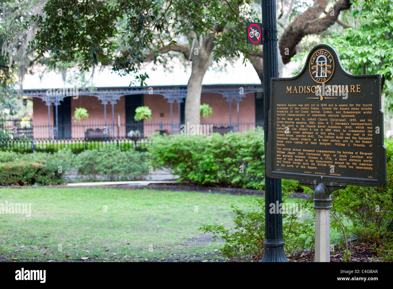 Le général Sherman, siège de l'hôtel particulier maison Green-Meldrim dans Madison Square, Savannah, Géorgie Banque D'Images