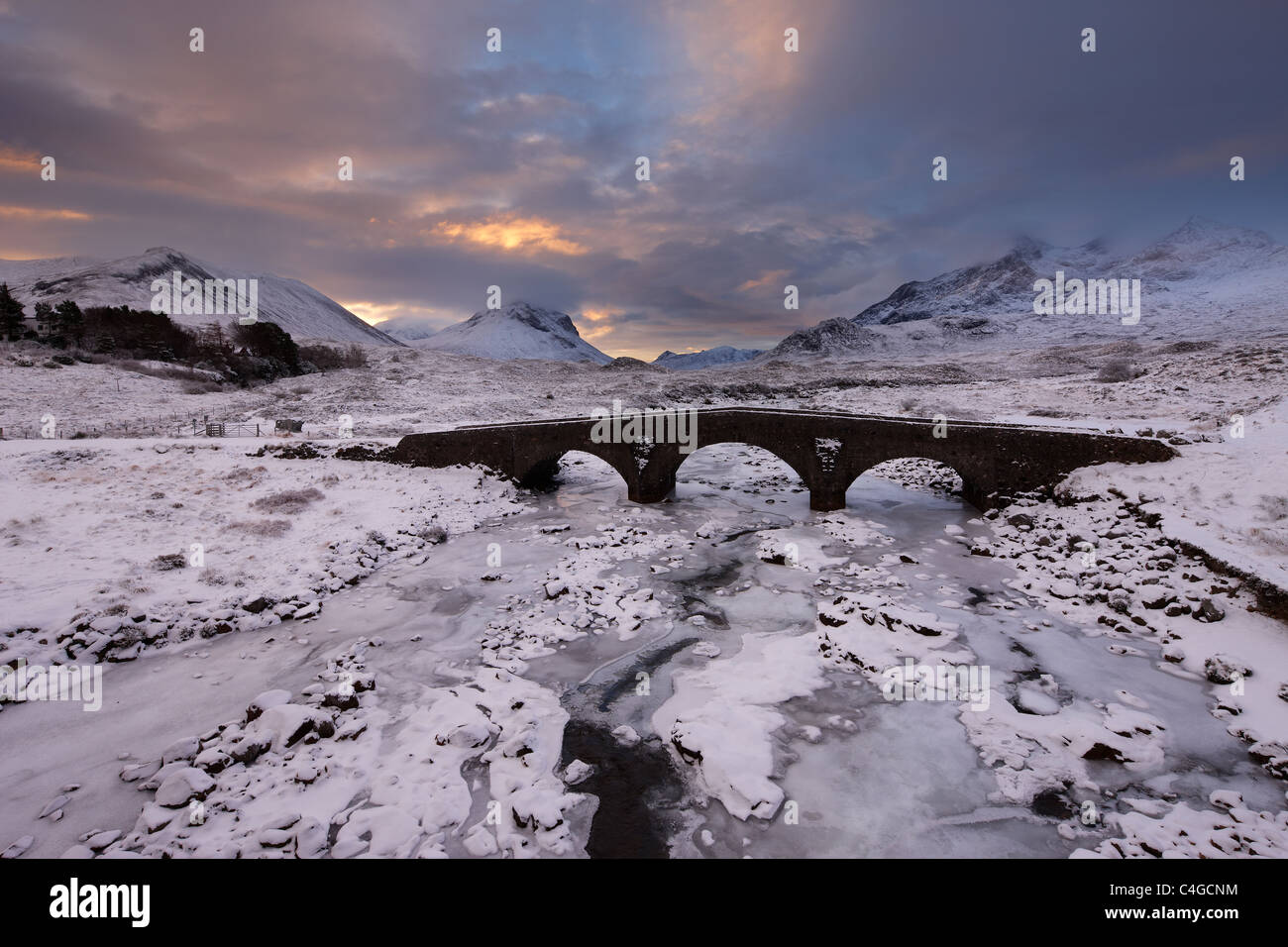 Glen Sligachan & les Cuillin en hiver, l'île de Skye, Écosse Banque D'Images